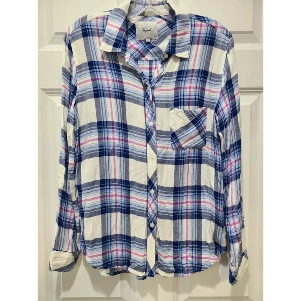 Rails Hunter Blue Pink Soft Buttoned Flannel Shirt Small